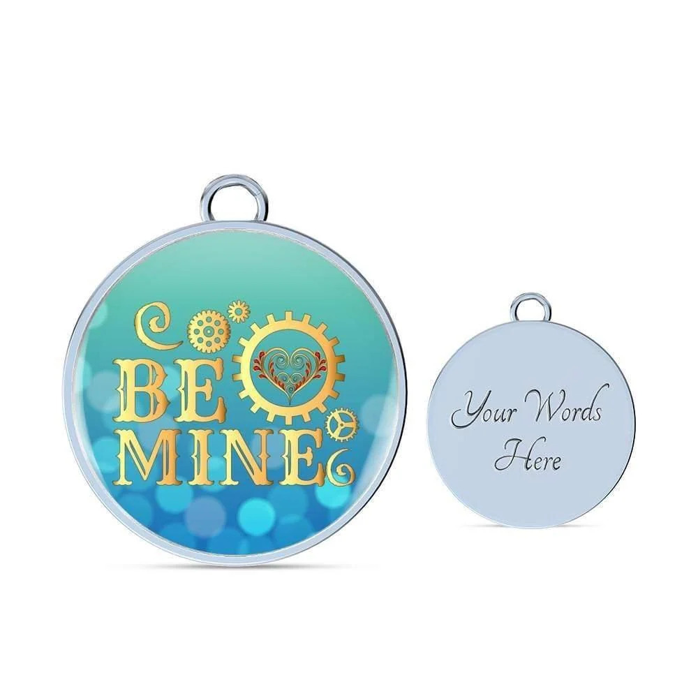 Be Mine Personalized Engraved Silver Circle Bangle Bracelet Custom Name Date